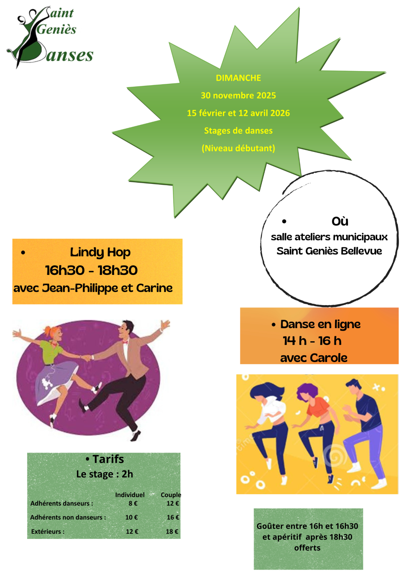 Stages danse en ligne et lindy hop 2025 2026